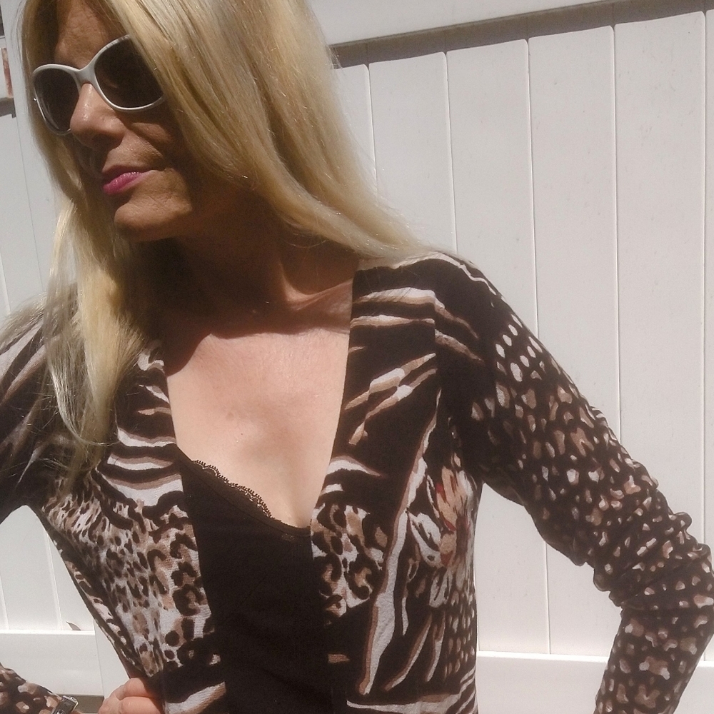 Cache Leopard Print Open Front Sweater Small - image 2